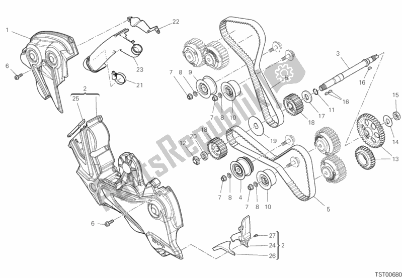 Todas as partes de Sistema De Tempo do Ducati Diavel 1260 S USA 2020